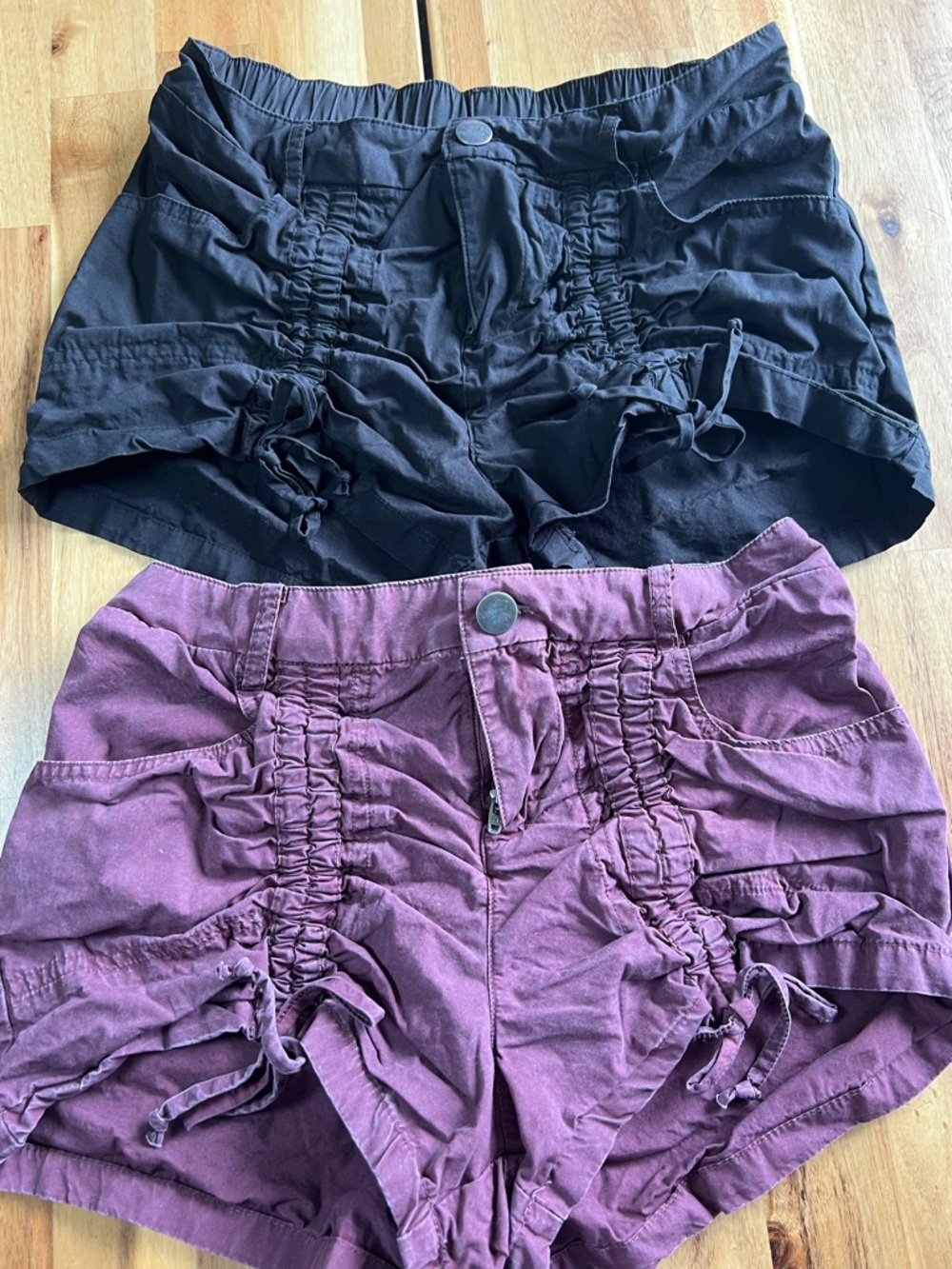 2 Pair Wild Fable Ruched Shorts Bundle Black Mauve XS Y2K Festival